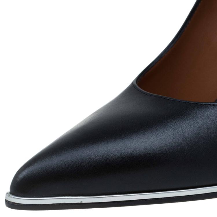 Pre Owned Givenchy Black Leather Lia Pointed Toe Pumps Size 37.5