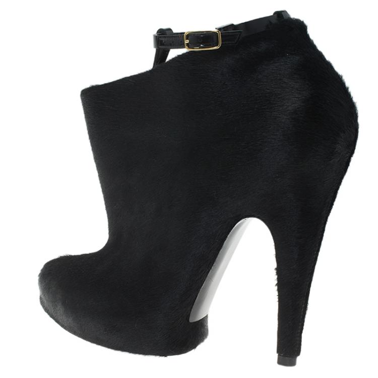 Pre Owned Givenchy Black Calf Hair Ankle Boots Size 39