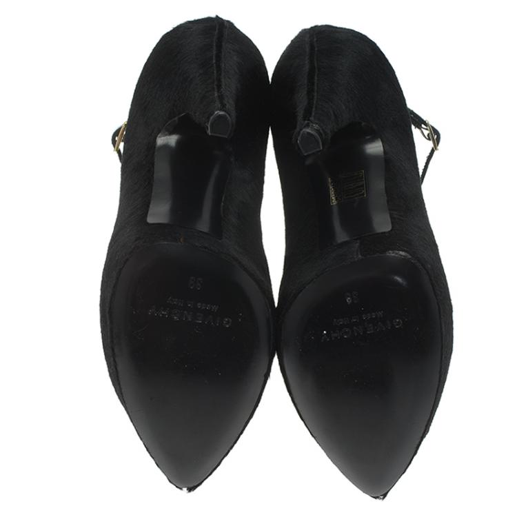 Pre Owned Givenchy Black Calf Hair Ankle Boots Size 39