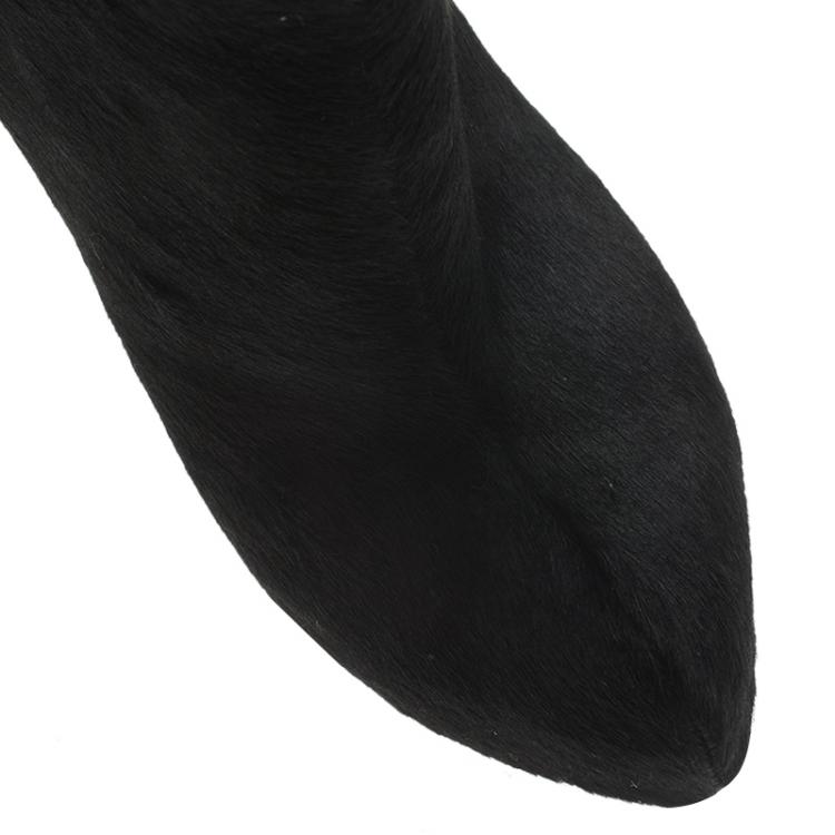 Pre Owned Givenchy Black Calf Hair Ankle Boots Size 39
