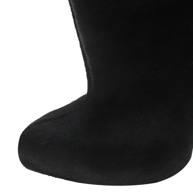 Pre Owned Givenchy Black Calf Hair Ankle Boots Size 39