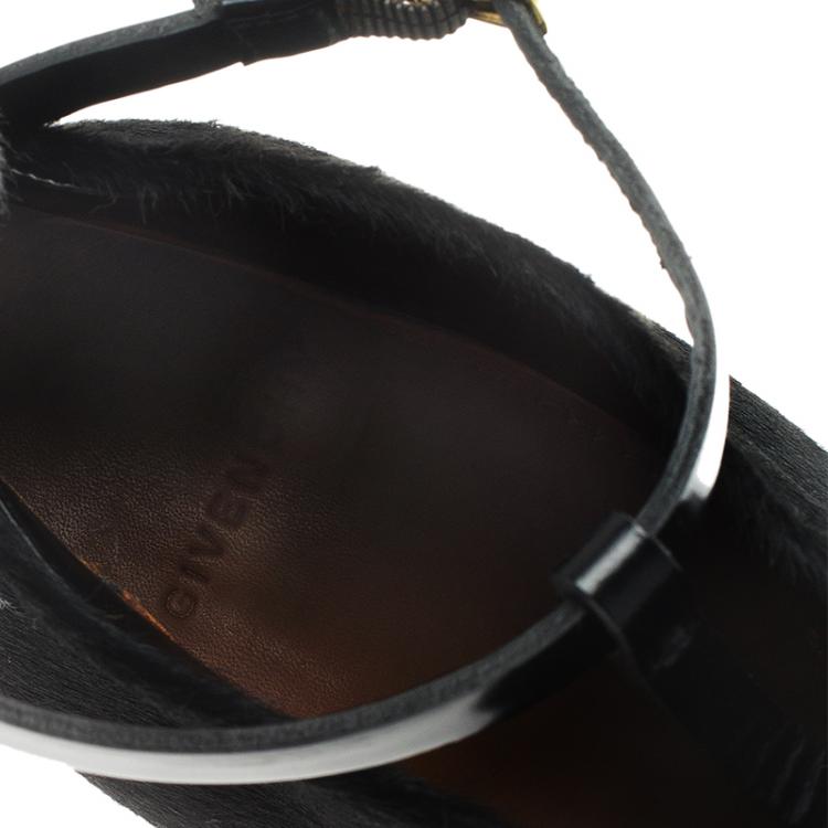 Pre Owned Givenchy Black Calf Hair Ankle Boots Size 39