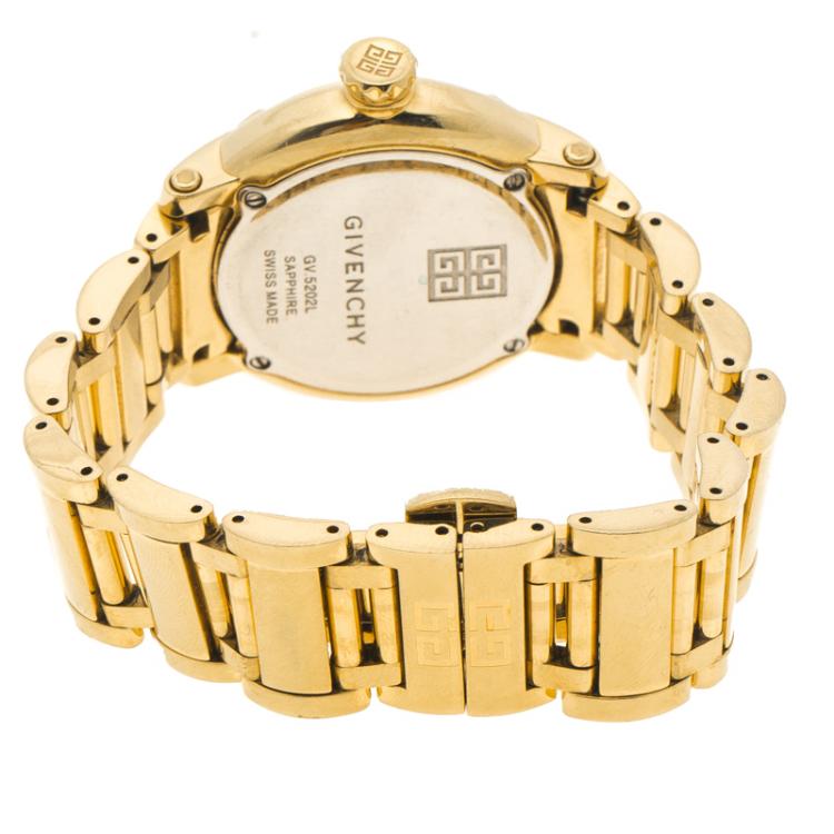 Pre Owned Givenchy Yellow Stainless Steel Gold Tone GV.5202L Women's Wristwatch 36MM