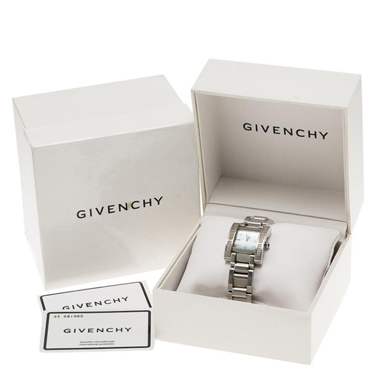 Pre Owned Givenchy Blue Mother of Pearl Stainless Steel Koleos Women's Wristwatch 29MM