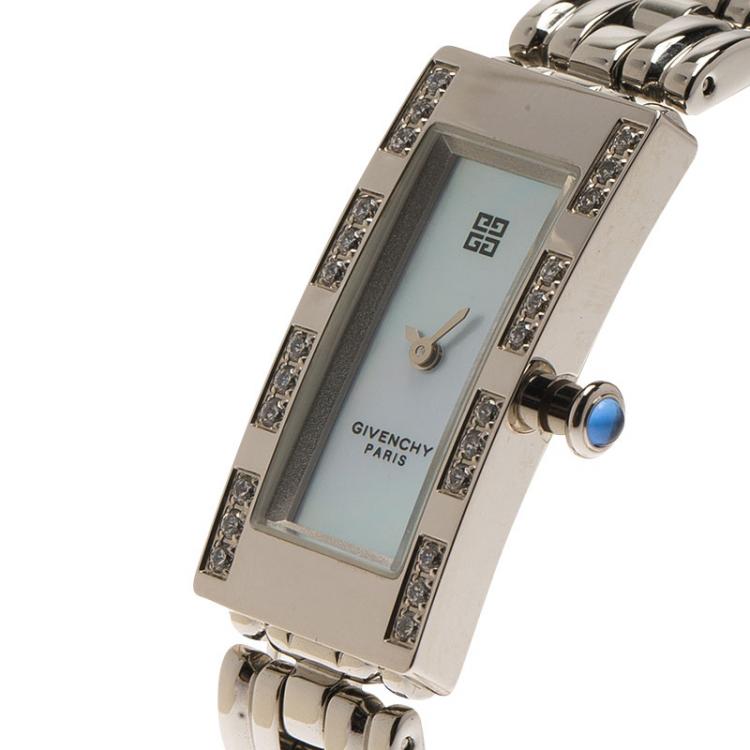 Pre Owned Givenchy Mother of Pearl Stainless Steel Apsaras Women's Wristwatch 15MM