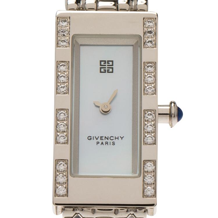 Pre Owned Givenchy Mother of Pearl Stainless Steel Apsaras Women's Wristwatch 15MM
