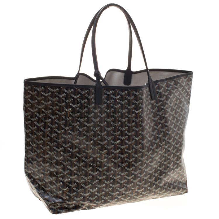 Pre Owned Goyard Black Coated Canvas St Louis GM Tote