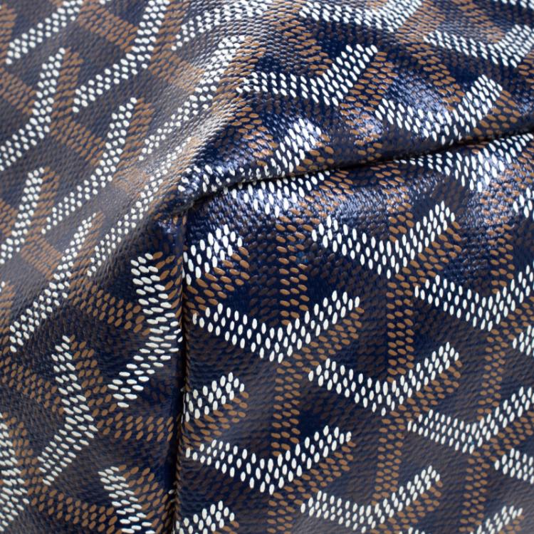 Pre Owned Goyard Brown/Navy Blue Coated Canvas Saint Louis Tote