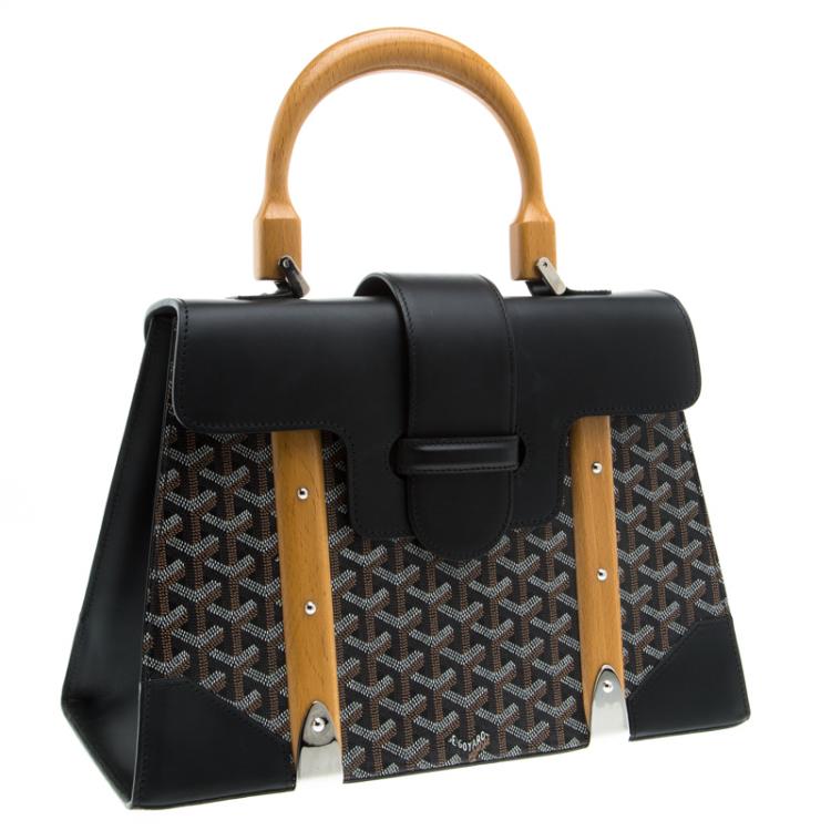 Pre Owned Goyard Brown/Black Coated Canvas and Leather Saigon Top Handle Bag