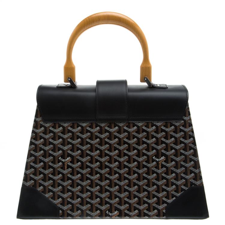 Pre Owned Goyard Brown/Black Coated Canvas and Leather Saigon Top Handle Bag