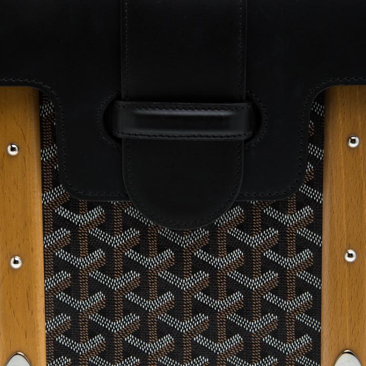 Pre Owned Goyard Brown/Black Coated Canvas and Leather Saigon Top Handle Bag
