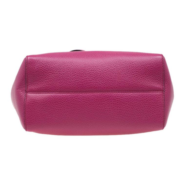 Pre Owned Gucci Fuchsia Leather Small Swing Tote