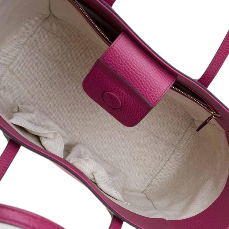 Pre Owned Gucci Fuchsia Leather Small Swing Tote