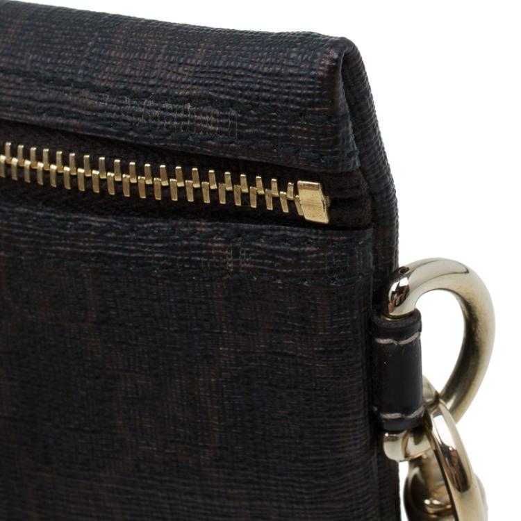 Pre Owned Gucci Dark Brown GG Coated Canvas Pouch