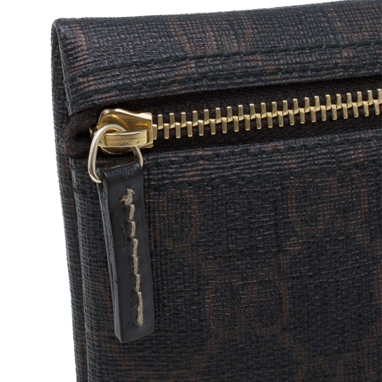 Pre Owned Gucci Dark Brown GG Coated Canvas Pouch