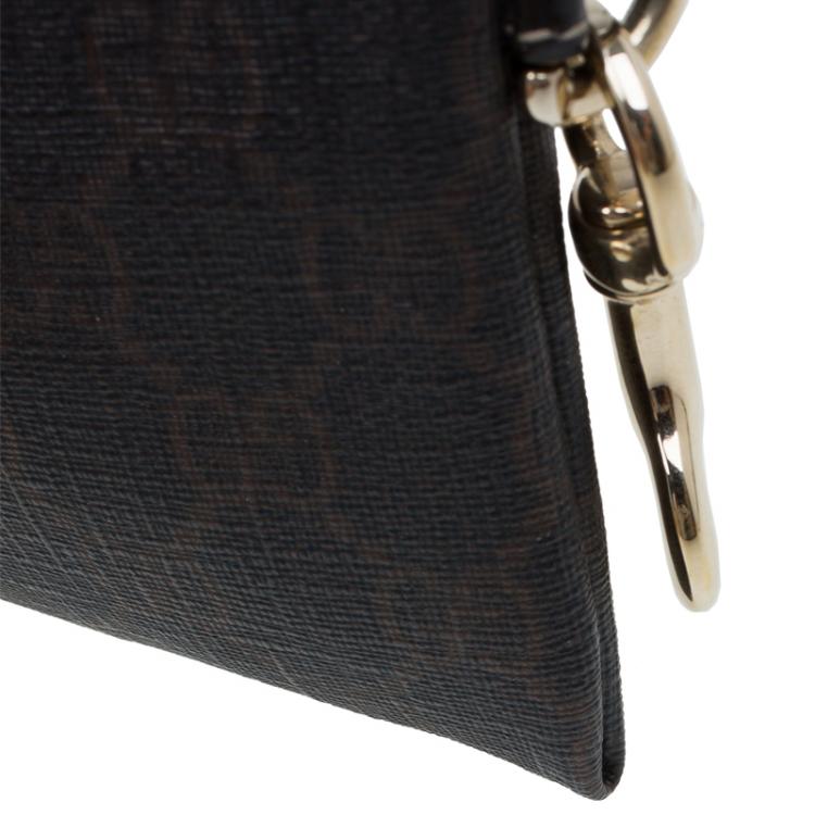 Pre Owned Gucci Dark Brown GG Coated Canvas Pouch