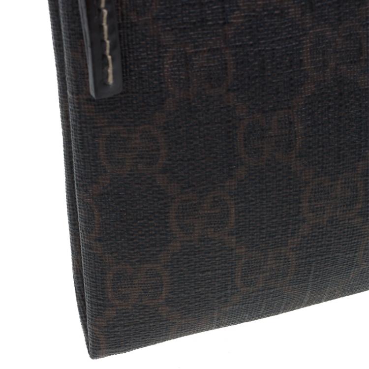 Pre Owned Gucci Dark Brown GG Coated Canvas Pouch