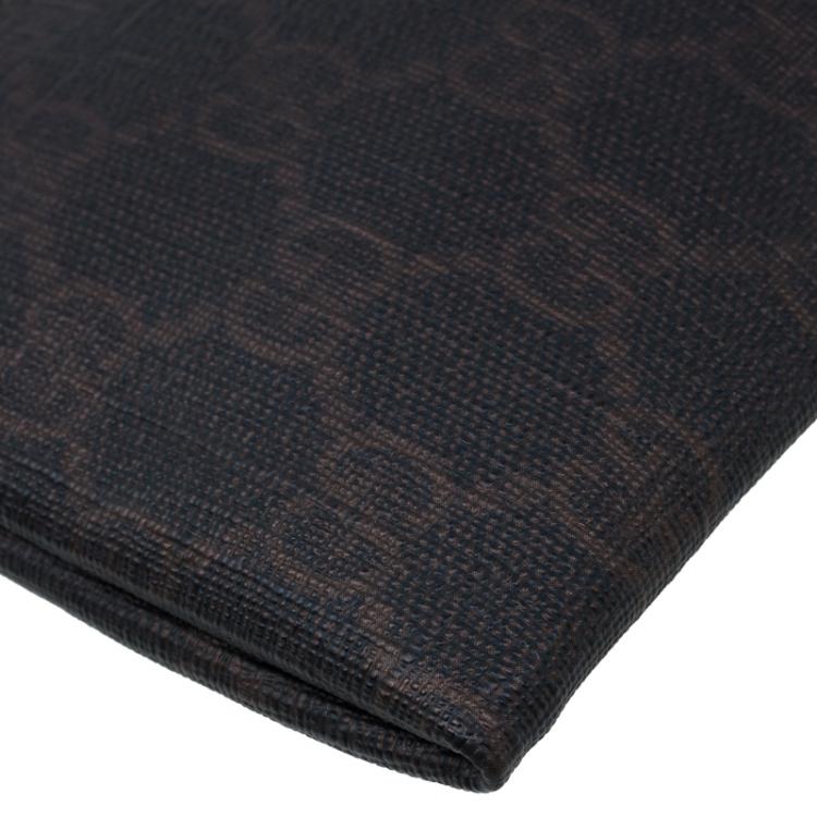 Pre Owned Gucci Dark Brown GG Coated Canvas Pouch