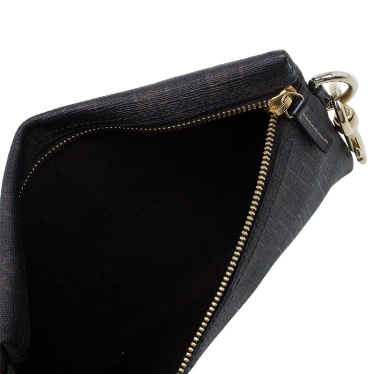 Pre Owned Gucci Dark Brown GG Coated Canvas Pouch