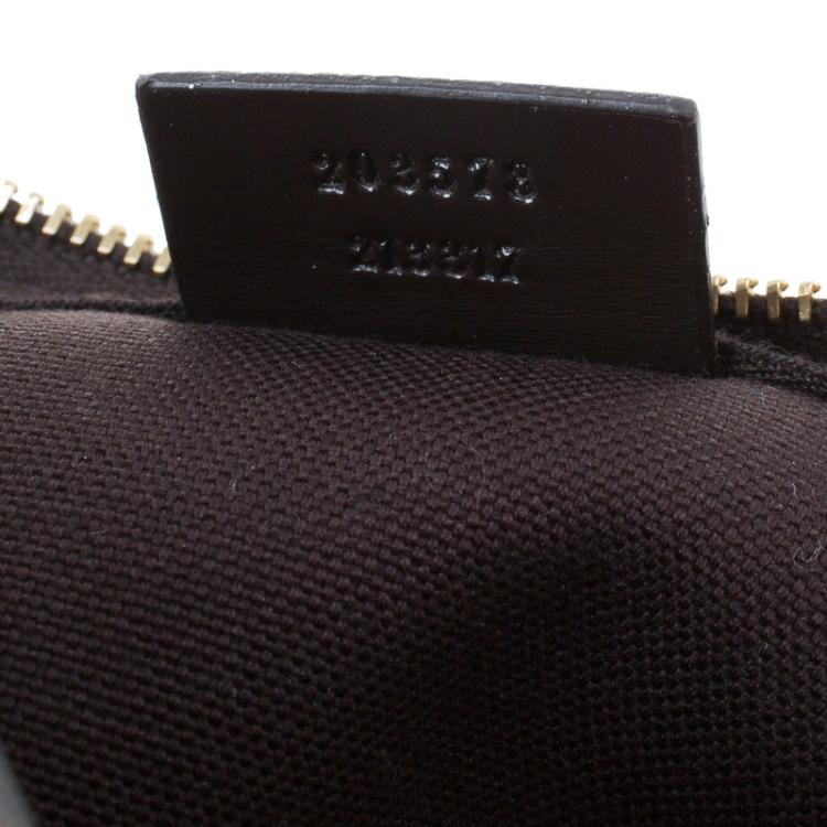 Pre Owned Gucci Dark Brown GG Coated Canvas Pouch