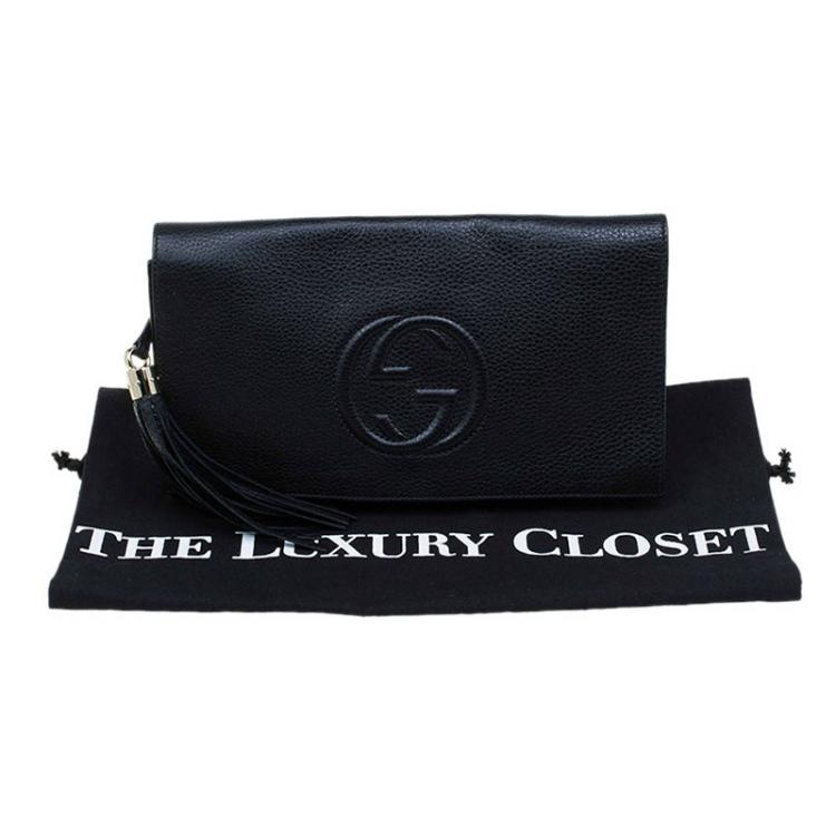 مملوكة مسبقًا Gucci Black Leather Soho Clutch