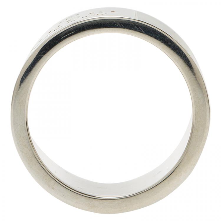 Pre Owned Gucci Trademark Silver Band Ring Size 54