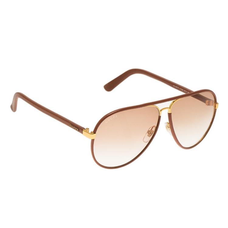 Gucci Brown Leather GG 2887/S Aviator 
