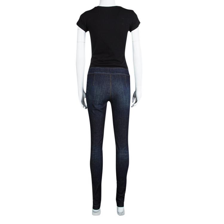 Pre Owned Gucci Indigo Dark Wash Denim Buttoned Panel Detail Skinny Jeans XS