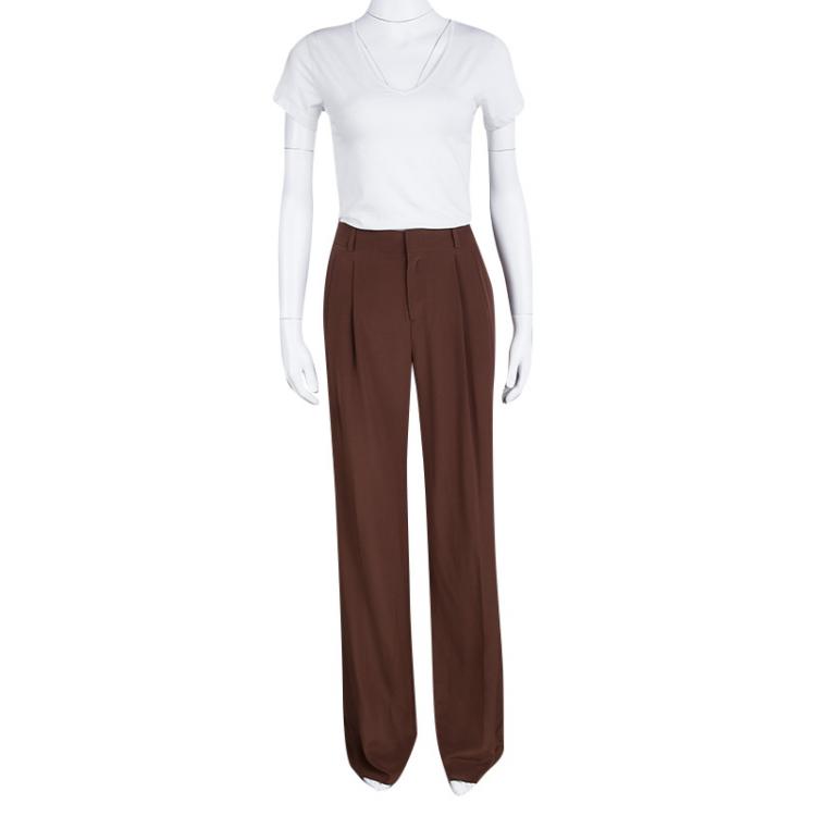 Pre Owned Gucci Pinkish Brown Tailored Silk Pants S