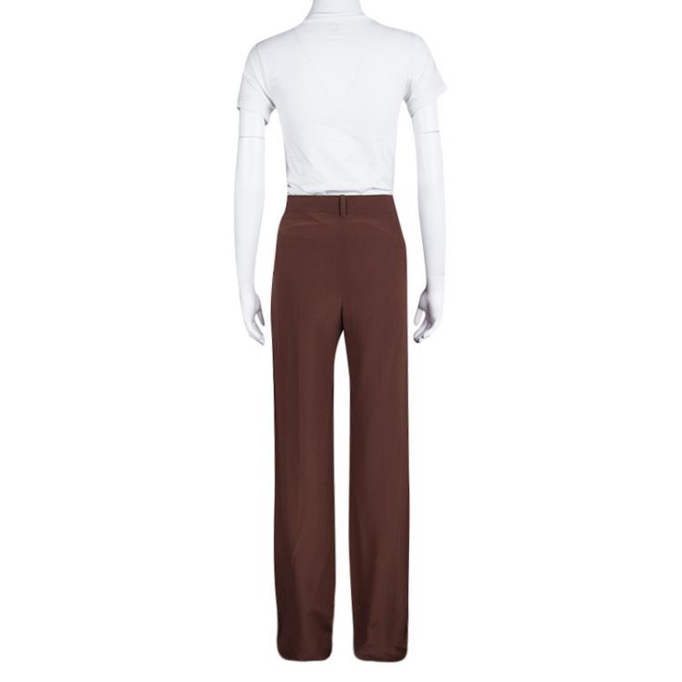 Pre Owned Gucci Pinkish Brown Tailored Silk Pants S