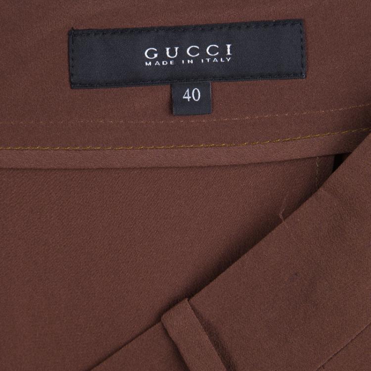 Pre Owned Gucci Pinkish Brown Tailored Silk Pants S