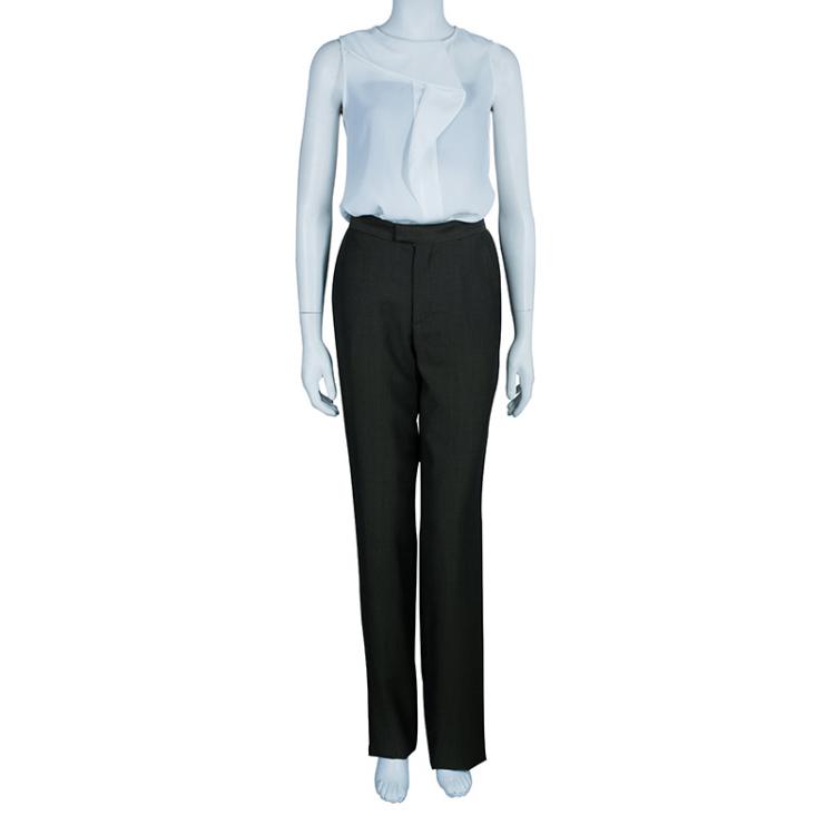 Pre Owned Gucci Green Wide Leg Trousers S