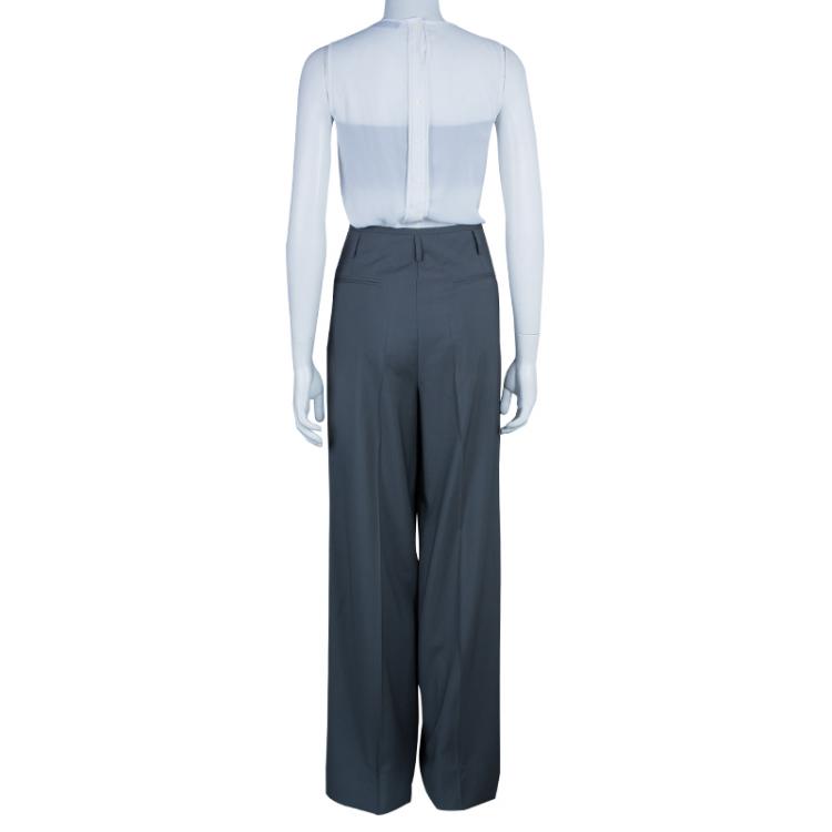 Pre Owned Gucci Grey Wide Leg Trousers M
