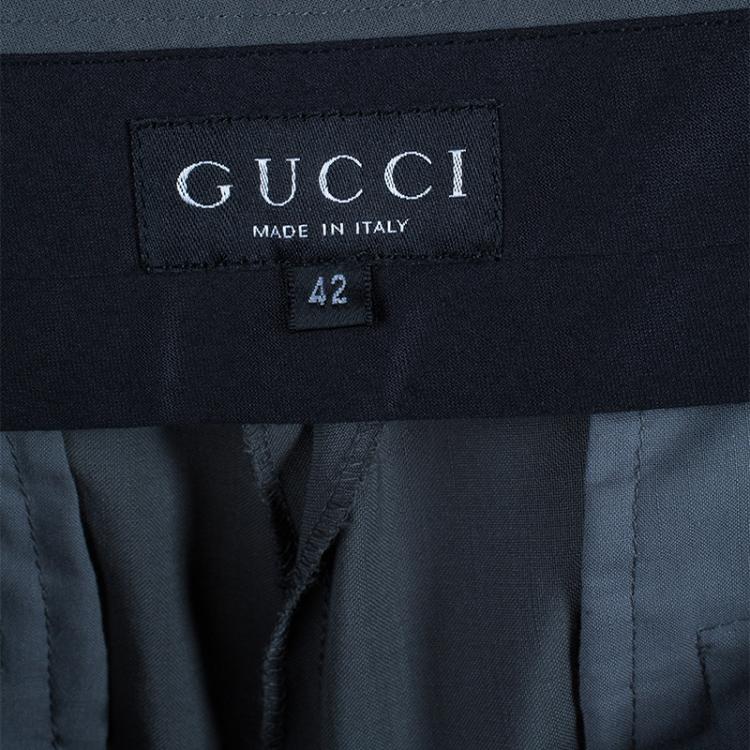 Pre Owned Gucci Grey Wide Leg Trousers M