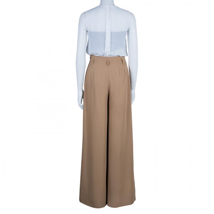 Pre Owned Gucci Dark Beige Wide Leg Trousers S