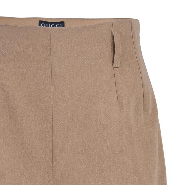 Pre Owned Gucci Dark Beige Wide Leg Trousers S