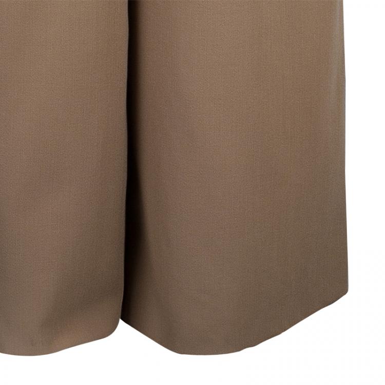Pre Owned Gucci Dark Beige Wide Leg Trousers S