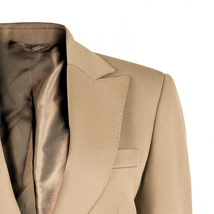 Pre Owned Gucci Beige Belted Blazer S