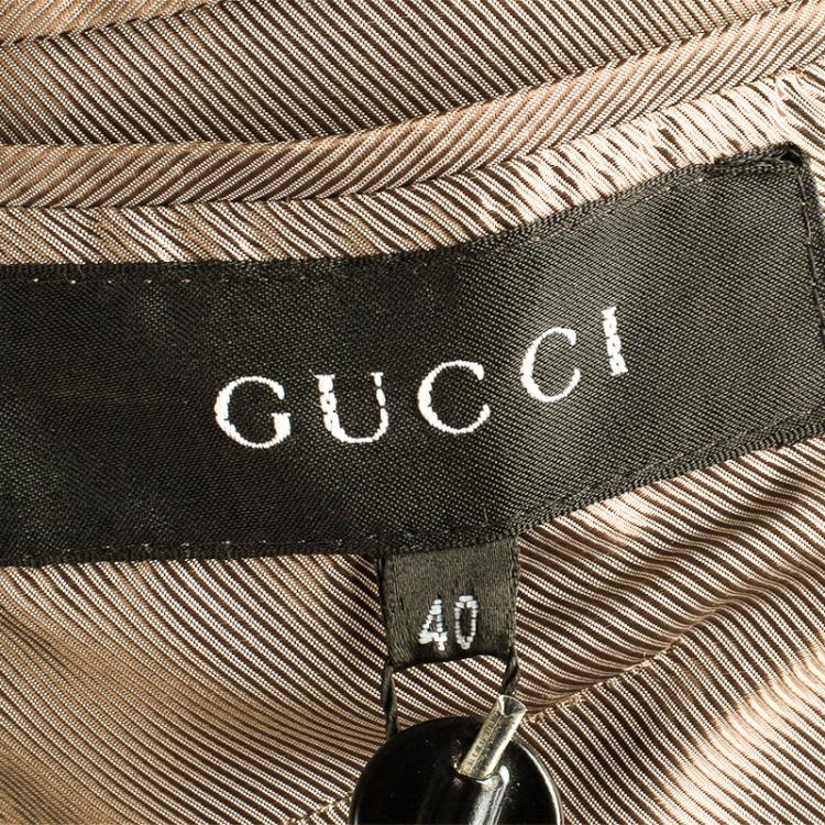 Pre Owned Gucci Beige Belted Blazer S