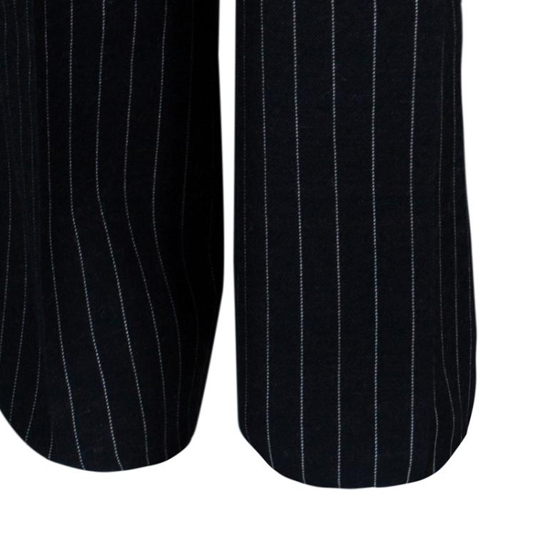 Pre Owned Gucci Black Striped Wide Leg Trousers M