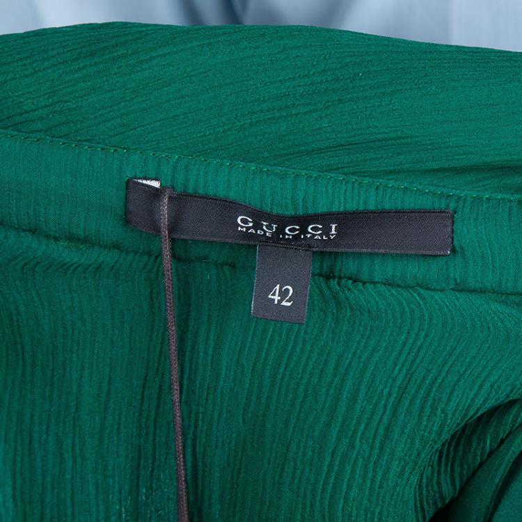 Pre Owned Gucci Emerald Green Silk Chiffon One Shoulder Gown M