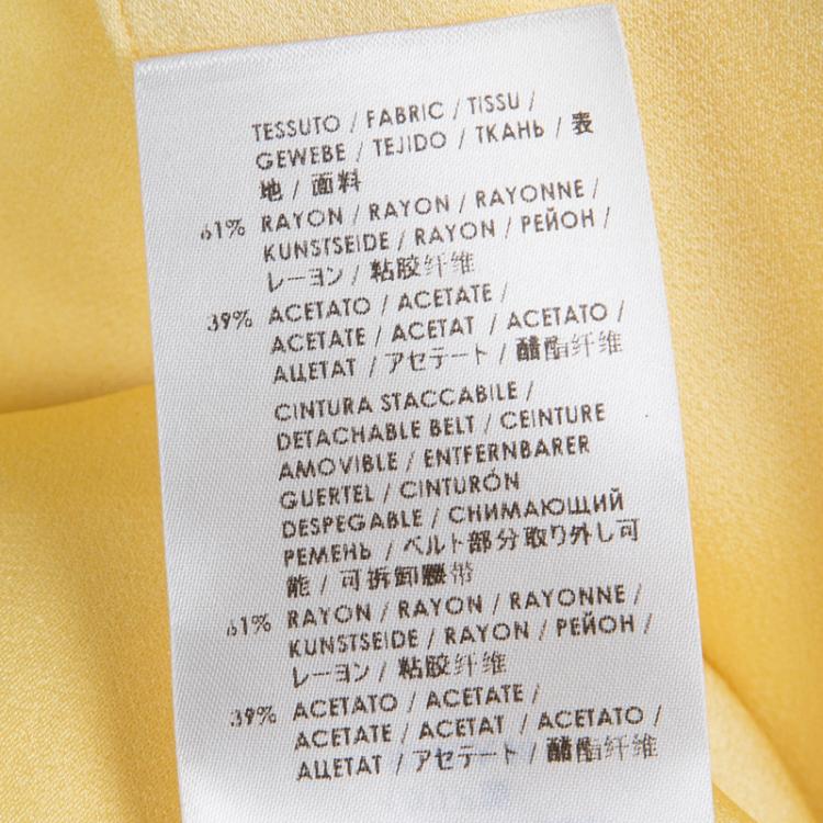 Pre Owned Gucci Yellow Overlay Sleeveless Belted Dress M