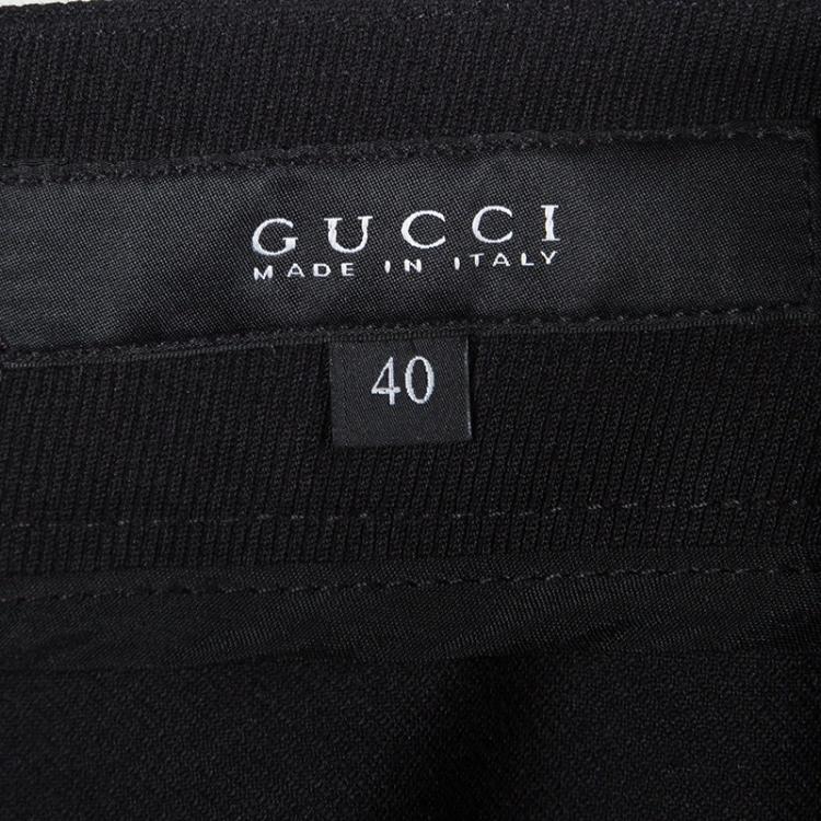 Pre Owned Gucci Black Leather Panel Detail Skinny Trousers S
