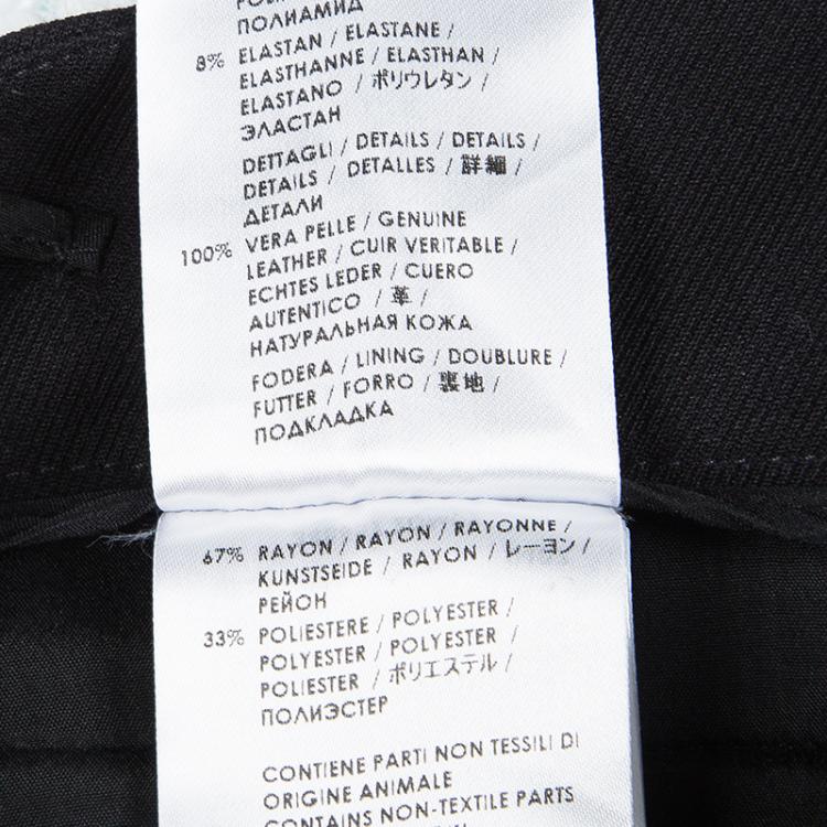 Pre Owned Gucci Black Leather Panel Detail Skinny Trousers S