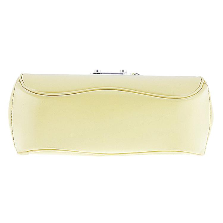 Pre Owned Gucci Light Yellow Leather Mini Lady Lock Top Handle Bag