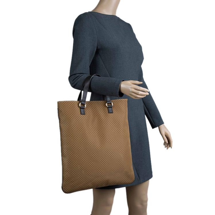 Pre Owned Gucci Brown Micro Guccissima Nylon Slim Portfolio Tote