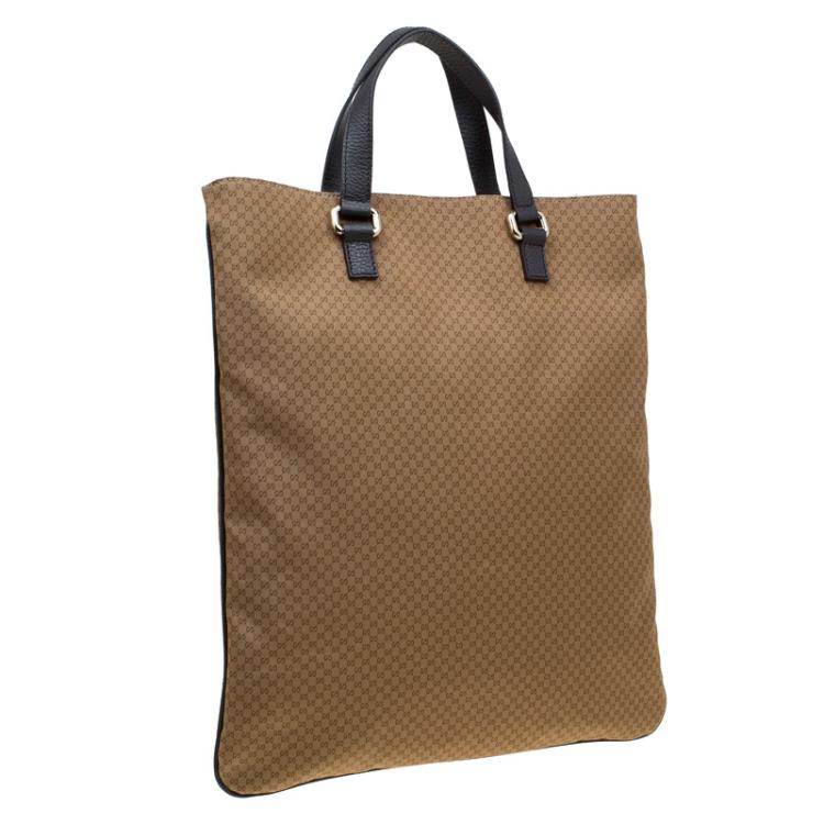 Pre Owned Gucci Brown Micro Guccissima Nylon Slim Portfolio Tote