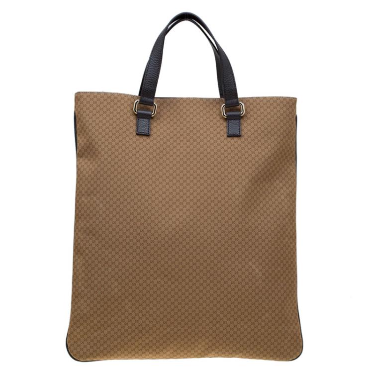 Pre Owned Gucci Brown Micro Guccissima Nylon Slim Portfolio Tote