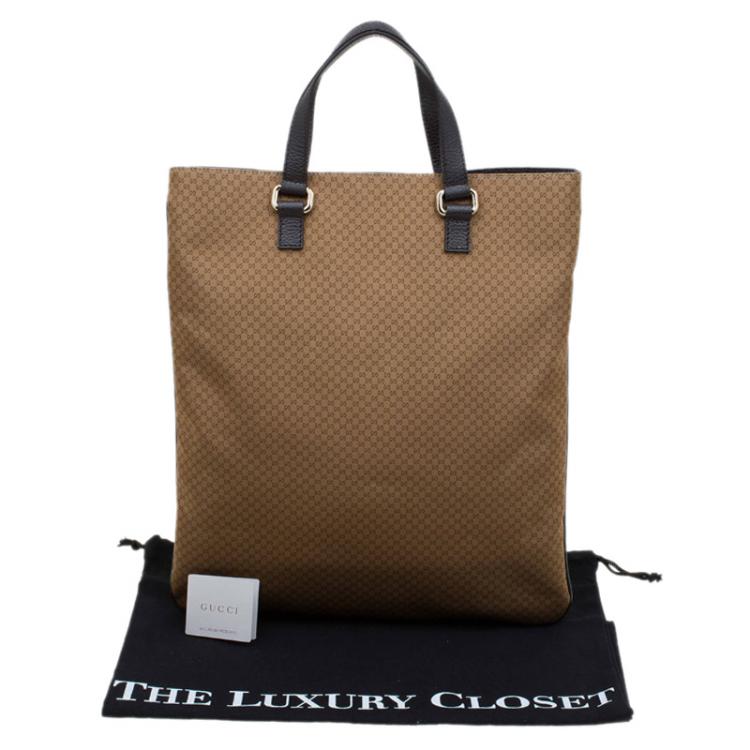 Pre Owned Gucci Brown Micro Guccissima Nylon Slim Portfolio Tote