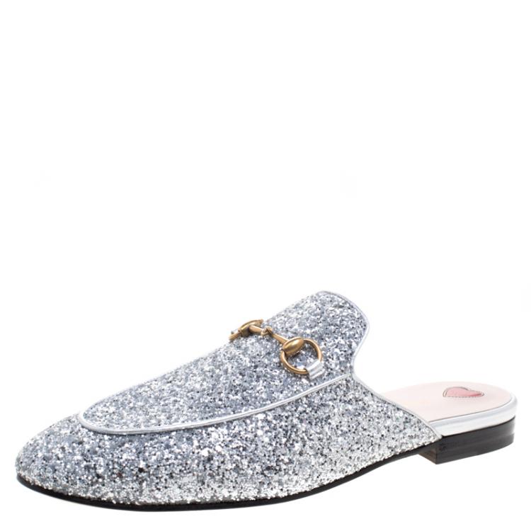 silver glitter gucci shoes
